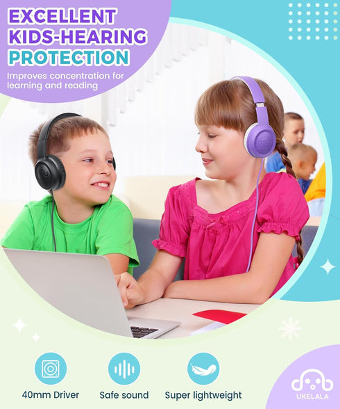 C3 Kids Headphones Wired, On-Ear Wired Headphones for Boys Girls with 3.5mm Jack, Foldable, Adjustable Headband, Child Headphones for School Home ...