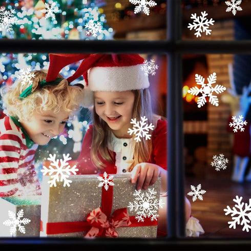 LUDILO 135Pcs Christmas Window Clings Snowflakes Window Decals Static Window Stickers for Christmas Decorations Windows Décor Ornaments Xmas Party...