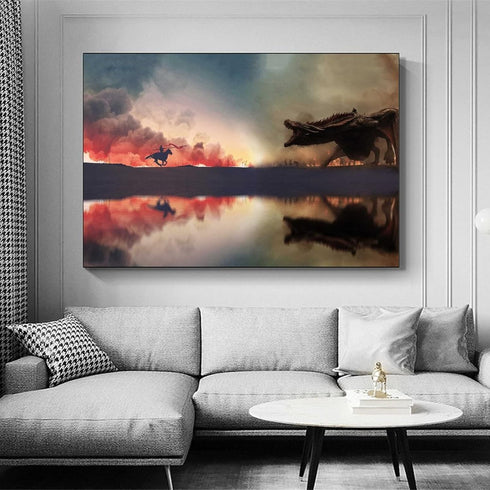 Daenerys Targaryen, Dragon, Jaime Lannister Canvas Art Poster And Wall Art Picture Print Modern Family Bedroom Decor Posters 16x24inch(40x60cm)...