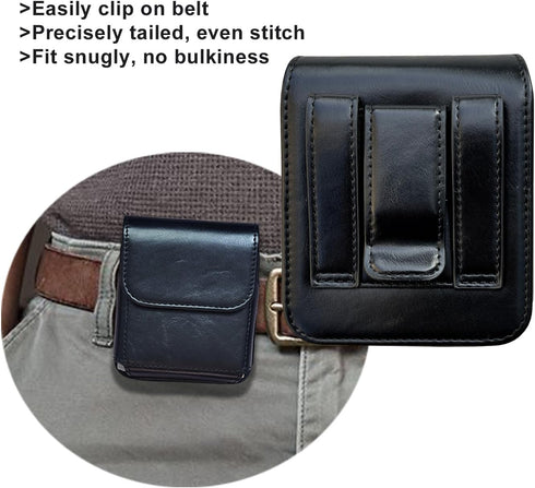 for Samsung Galaxy Z Flip 5, Flip 4, Flip 3 Belt Holster Phone Case, Leather Phone Pouch, Belt Clip Phone Holder for Motorola Razr + 2023, 40 Ultr...