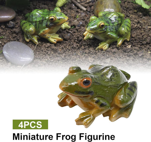 Miniature Frog Figurine, Fish Tank Decoration for Miniature Fairy Garden and Terrarium Statue(4 pcs)...
