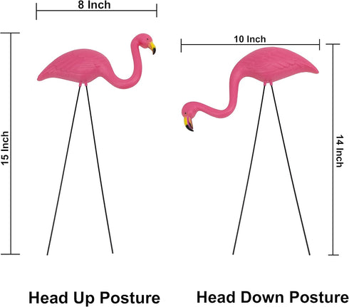 GiftExpress Pink Flamingos Yard Decorations - 6 Pack Small 14" Tall Plastic Flamingo Statue w/Metal Stakes - Flamingo lawn Ornaments & Garden Deco...