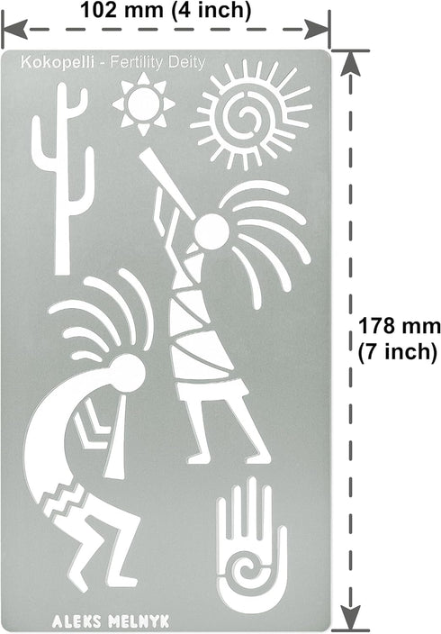 Aleks Melnyk No.434 Metal Stencil, Kokopelli Fertility Deity, Petroglyph Designs, Small Stencil, 1 PC, Template for Wood Burning, Engraving, Craft...