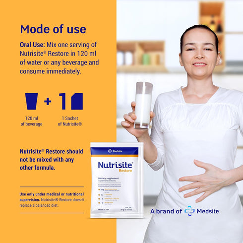 Nutrisite Restore Powder for Wound Healing Support, includes Whey Isolate Protein, L-Glutamine, Vitamins A, C, and Zinc – Gluten and Sacarose Free...