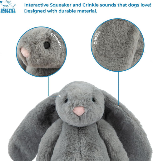 Best Pet Supplies Interactive Bunny Buddy Dog Toy with Crinkle and Squeaky Enrichment for Small and Medium Breed Puppies or Dogs, Cute and Plush -...