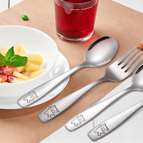 Pimoys 6 Pieces Toddler Utensils Kids Silverware Stainless Steel Toddler Forks and Spoons Set, Metal Children's Safe Flatware Kids Cutlery Set, 3 ...