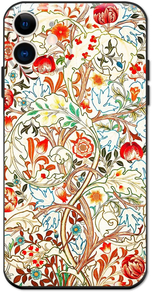 Berkin Arts Compatible with iPhone 12 Mini Case Silicone Cover with Screen Protector Pink Intricate Ornamental Flourishes(Acanthus by William Morr...