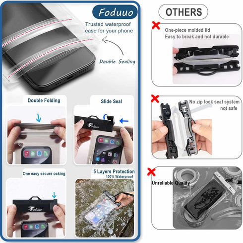 Waterproof Phone Pouch, 2Pack Universal IPX8 Waterproof Phone Case TPU CellPhone Dry Bag Underwater Protector with Adjustable Lanyard for iPhone 1...