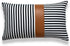 Hofdeco Faux Leather and 100% Cotton Pillow Cover Only, Camel Black Modern Design Stripes, 12"x20"...