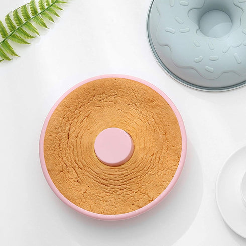 Big Size Silicone Donuts Pan Non-stick Cake Baking Molds for Bagel and Doughnut (8 Inch Pink)...