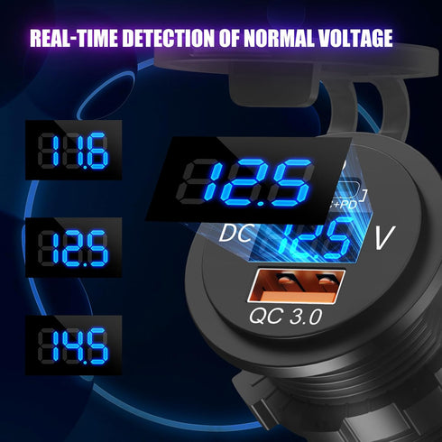 48W 12V USB Outlet USB C Car Socket, PD 30W and QC 18W Car USB Ports Waterproof Cigarette Lighter Replacement Car Charger Power Outlet with LED Di...