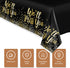3 Pack We Will Miss You Black and Gold Plastic Tablecloths, Disposable Party Table Cloths, Dot Confetti Covers for Retirement Awaits Bye Office Wo...