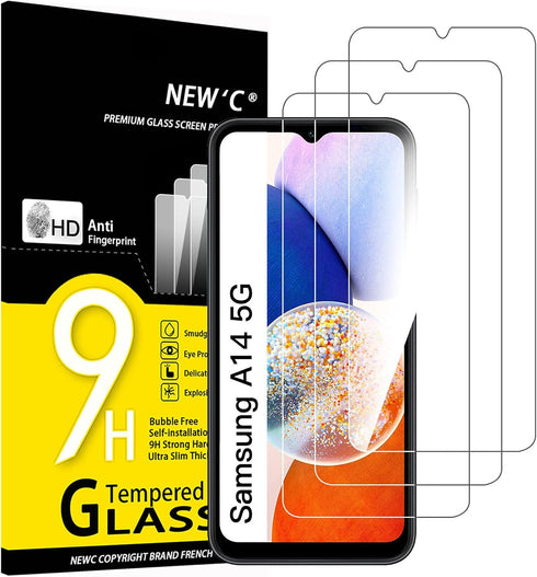 NEW'C [3 Pack Designed for Samsung Galaxy A14 5G/4G, M14 5G Screen Protector Tempered Glass, Anti Scratch, Bubble Free, Ultra Resista Transparent....