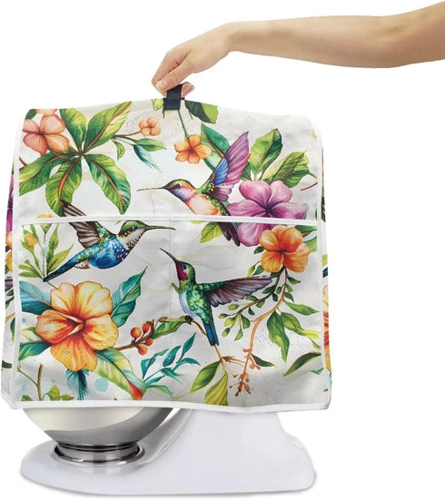 Hummingbird Flower Stand Mixer Cover Stylish Kitchen Appliance Dust Covers Waterproof Splash and Stain Resistant Mixer Accessories Suitable for Co...