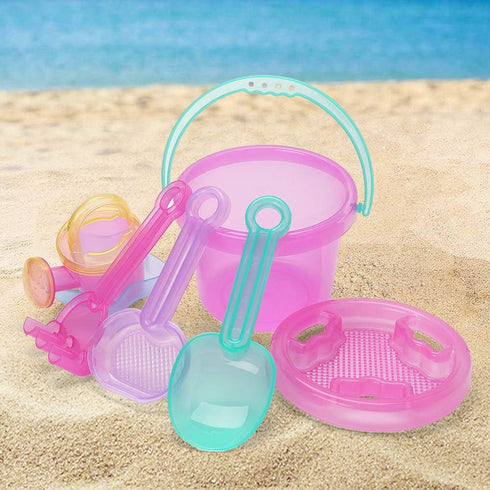 LotFancy Beach Toys for Kids, 10 PCS Snow Toys for Toddlers 3-10, Sand Buckets and Shovels, Star Shell Castle Sand Mold, Sand Sifter Cover, Rake, ...