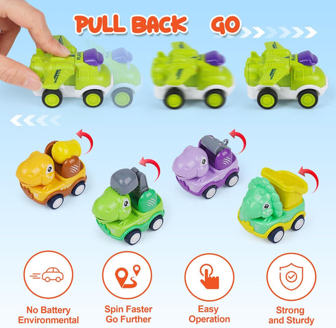 Baby Toy Cars for 1 Year Old Boy, Mini Pull Back Trucks with Playmat for Toddler Age 12-18 Months, 12PCS Infant Friction Powered Push Vehilces, Ca...
