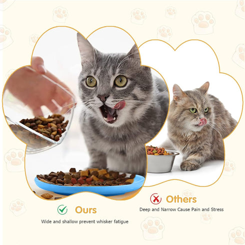 4 Pcs Whisker Fatigue Relief Cat Bowl Shallow Cat Food Dish 6 Inch Cat Wet Feeding Bowls Wide and Short Legged Cat and Small Pet Plate for Kittens...