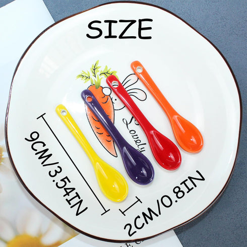 3.5” Ceramic Spoon Mini Coffee Spoon With Ceramic Asian Ceramic Spoons for Coffee Tea Yogurt Sauce Sugar Salt and Desserts Demitasse Espresso Spoo...