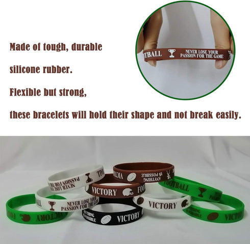36 PCS Football Motivational Rubber Bracelets - Super Bowl Sports/Football Birthday Party Favors Supplies Decorations Gifts Prize Silicone Wristba...
