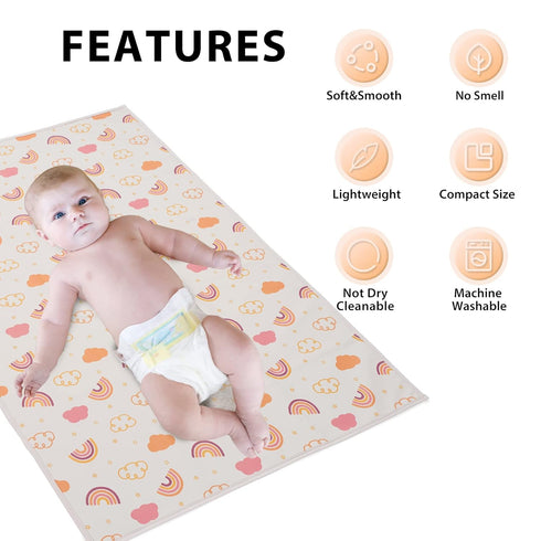 Vegan Leather Baby Changing Mat - Wipeable Portable Changing Pad, Foldable Travel Changing Mat for Baby, Newborns (Rainbow,20"*28")...
