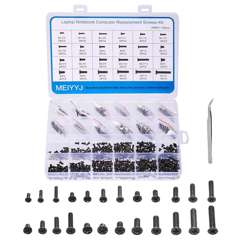 720pcs Laptop Notebook Screws Set,Replacement Computer Screws Kit,M1.4,M1.7,M2,M2.5,M3 countersunk Flat Head Phillips Mini Screw Set for Electroni...