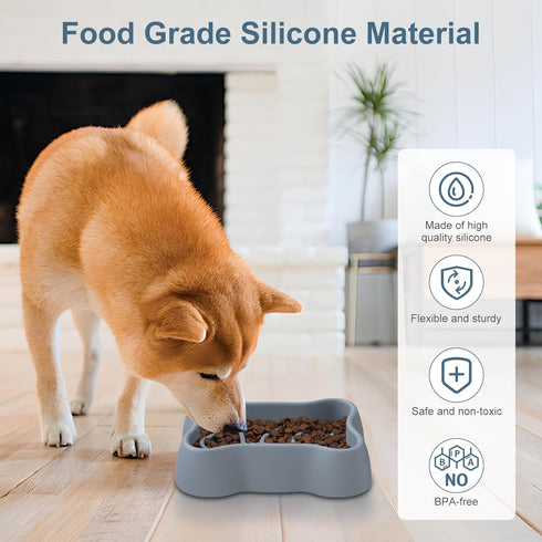 Slow Feeder Dog Bowl, Slow Down Pets Eating, with 35 Strong Suction Cups, Dog Feeding Bowls Prevents Overeating, Puppy Training, Medium, Small Bre...