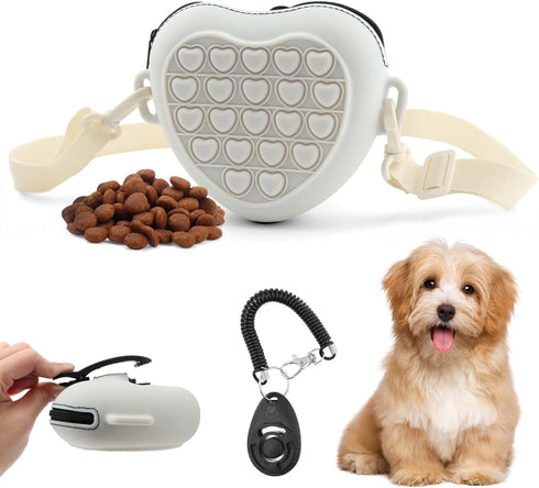 Dog Treat Pouch with Training Clicker Silicone Treat Bag Fanny Pack with Waist Belt for Pet Training Walking Upgrade Stronger Magnetic Closure to ...