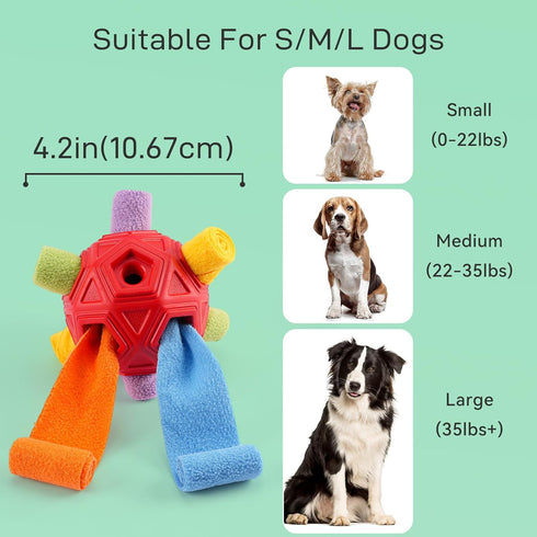 Dog Snuffle Ball, Chew Enrichment Toys for Large Medium Small Dog and Puppies, Slow Feeder Dog Treat Dispenser Puzzle Stimulation Toys Cloth Strip...