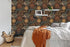 HAOKHOME 93291 Wallpaper Peel and Stick Floral Boho Brown/PeachPuff/Green Retro Wall Decor Bathroom Removable Mural 17.7in x 9.8ft...