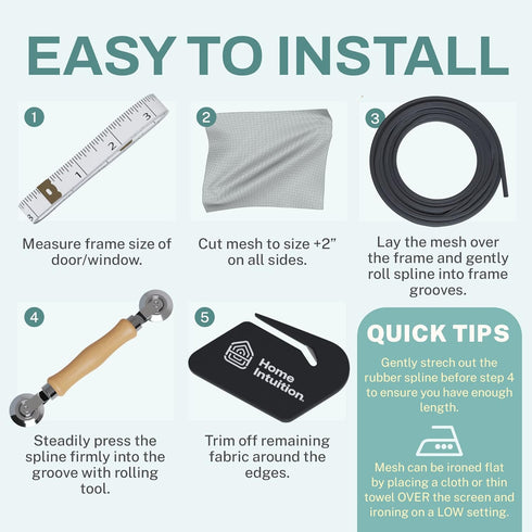 48x117 inch Windows and Screen Door Replacement Repair Kit with Tool Set for Easy Installation, Grey...