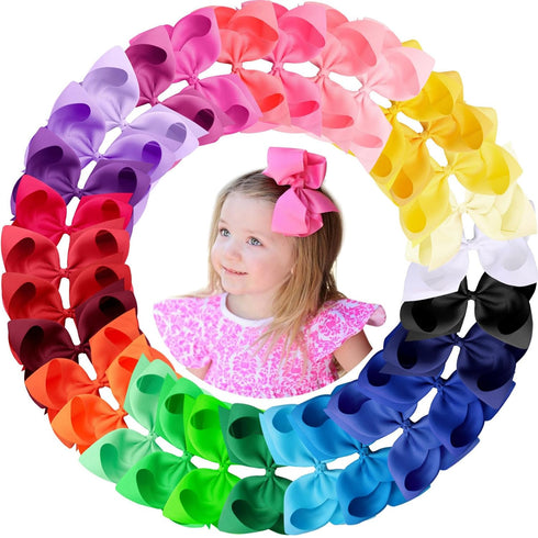 Oaoleer Hair Bows, 30 Colors 4 Inch Grosgrain Ribbon Bows Alligator Clips Hair Barrettes Hair Accessories for Girls Toddler Infants Kids Teens Chi...
