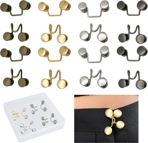 Upgraded Pant Waist Tightener with Comfortable Low Inside Bulge, 8 Set 4 Colors Jeans Button Tightener, Button Adjuster Button Pins for Jeans, Adj...