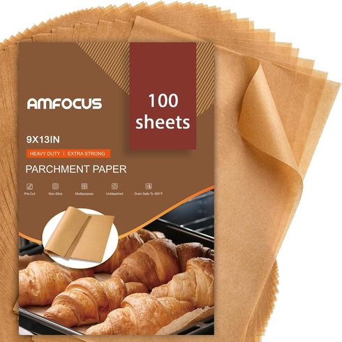 Parchment Paper Sheets, 9x13 In Non-Stick Precut Baking Parchment for Baking, Grilling, Air Fryer, Steaming, and More (Unbleached) - Quarter Sheet...