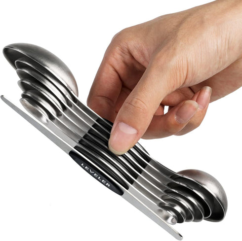 Magnetic Measuring Spoons Set Stainless Steel Dual Sided Stackable Teaspoon Tablespoon for Measuring Dry and Liquid Ingredients...