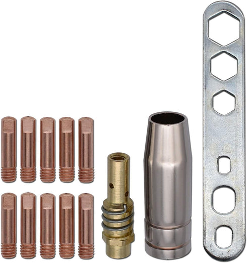 Contact Tip .035'' 0.9mm M6 Thread Shield cup Tips Holder Difuser Plate Consumable Kit for MB-15AK MIG MAG Welding Torch 13pcs...