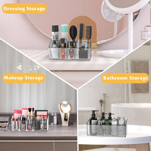 Make Up Organizers and Storage - Small Clear Makeup Storage with 7 Slots for Vanity,Bathroom,Drawer,Cosmetic Display Cases (Clear)...