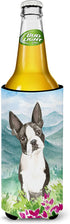 Caroline's Treasures CK2544MUK Mountain Flowers Boston Terrier Ultra Hugger for Slim cans Can Cooler Sleeve Hugger Machine Washable Drink Sleeve H...