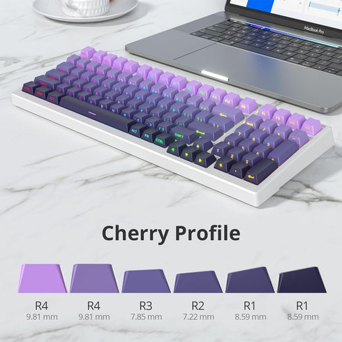 PBT Gradient Purple Keycaps Side Printed Shine Through Keycaps Set Cherry Profile Double Shot Custom Keycaps Minimalist Style for Mechanical Keybo...