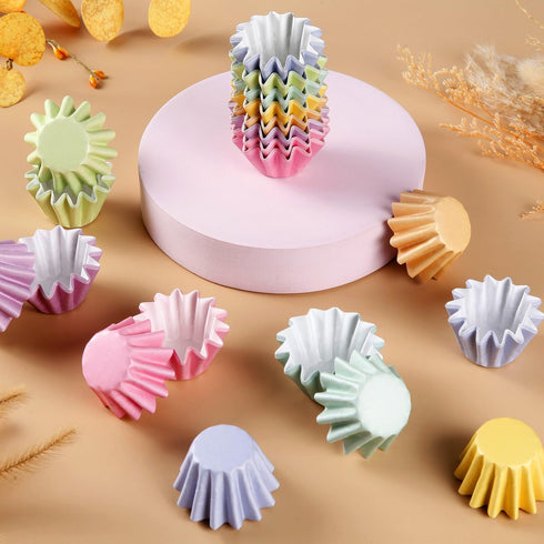 240 Pcs Grease-Resistant Mini Cupcake Liners Rainbow iridescence Heavy Duty Paper Muffin Baking Cups for Wedding Birthday Party Baby Shower(1.18 x...