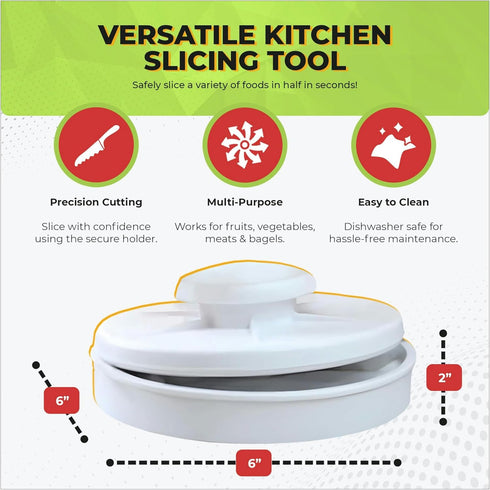Bagel Slicer & Multi-Use Food Cutter | Ideal for Tomatoes, Strawberries, Grapes, Meat, Chicken, Eggs, & Vegetables with Non-Slip Holder for Stable...