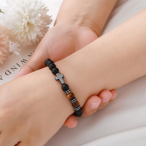 Cross Bracelet for Men Father Dad Husband Son Brother Boyfriend Father's Day Baptism Communion Birthday Graduation Anniversary Christmas Christian...