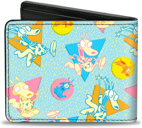 Buckle-Down Men's Wallet Bifold PU Modern Life Rocko and Spunky Expressions Multi Color, 4.0" x 3.5"...
