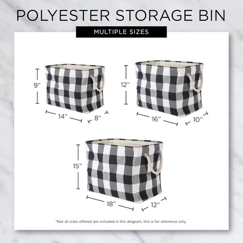 DII Polyester Container with Handles, Herringbone Storage Bin, Large Round, Small Square, Gray...