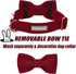 Wine Red Dog Collars for Small Dog,Cute Corduroy Dog Collar with Bow Tie Safety Metal Buckle Adjustable Puppy Collars for Small Medium Large Boy&G...