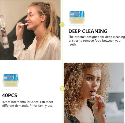 EXCEART 40pcs Interdental Picks Dental Brush Picks Dental Floss Interdental Cleaners Yellow 0.4mm...