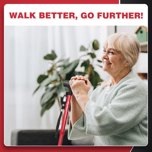 BigAlex Folding Walking Cane with LED Light,Pivoting Quad Base,Adjustable Walking Stick with Carrying Bag for Man/Woman (Alloy Base)...