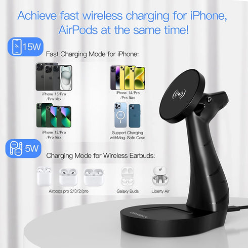 Wireless Charging Station for Apple Devices 18W Fast Charger Stand Magnetic Wireless Charger Station for iPhone 15 14 13 12 Pro Max/Plus/Mini AirP...