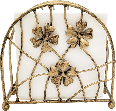 Antique Bronze Metal Floral Petals & Branches Tabletop Napkin Holder, Freestanding Tissue Dispenser...
