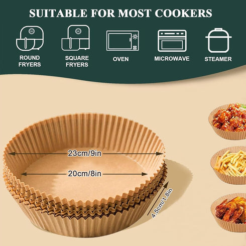 Air Fryer Paper Liners, 125PCS Non-stick Air Fryer Parchment Paper Liners,8inch Air Fryer Liners Disposable, Round Airfryer Paper Liners for for B...