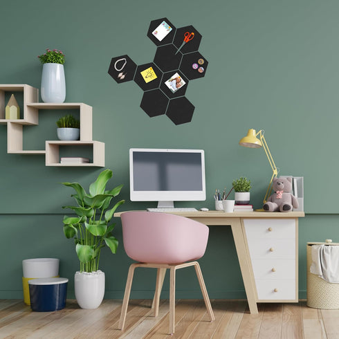 Hexagon Pin Board – (15 Pcs) Improved Version of Self-Adhesive Bulletin Boards for home and office Wall Decor, Photo board, Memos (7" x 8" x 3/8")...